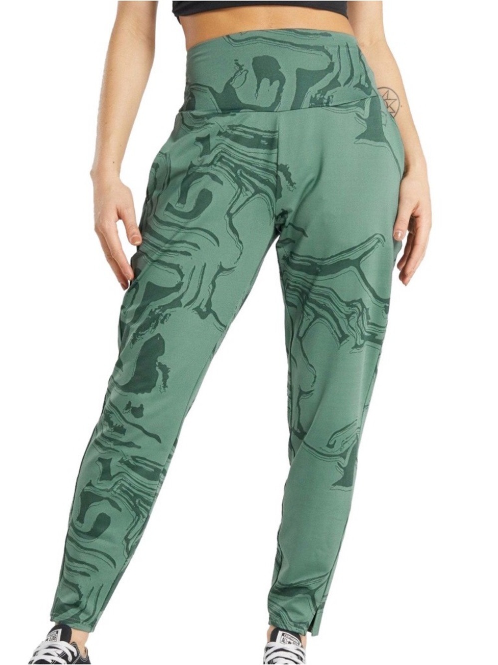 Gym Shark Athletic Yoga Leggings Women's Small Green Waves Workout Activewear